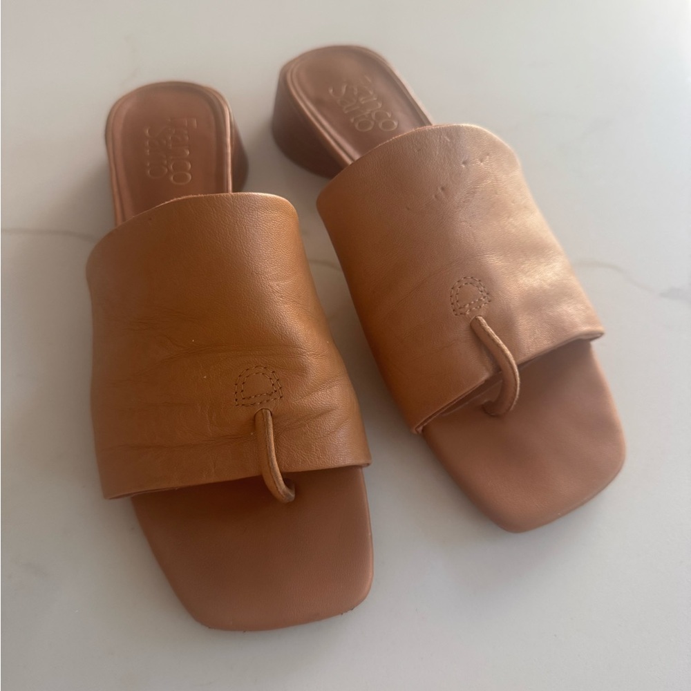 Franco Sarto Tan Mules with Minimalist Design